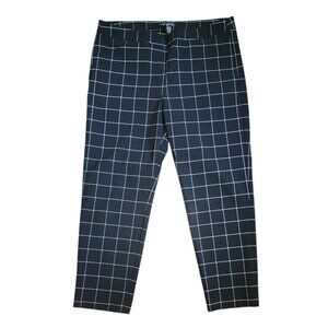 Zac & Rachel Pants Womens Size 14 Black‎ White Windowpane Pull On Stretch Preppy